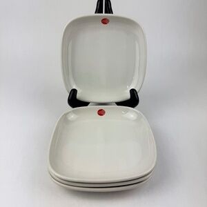 Vintage Continental Airlines by THC Square Snack Plates w/Red Logo Set of 4